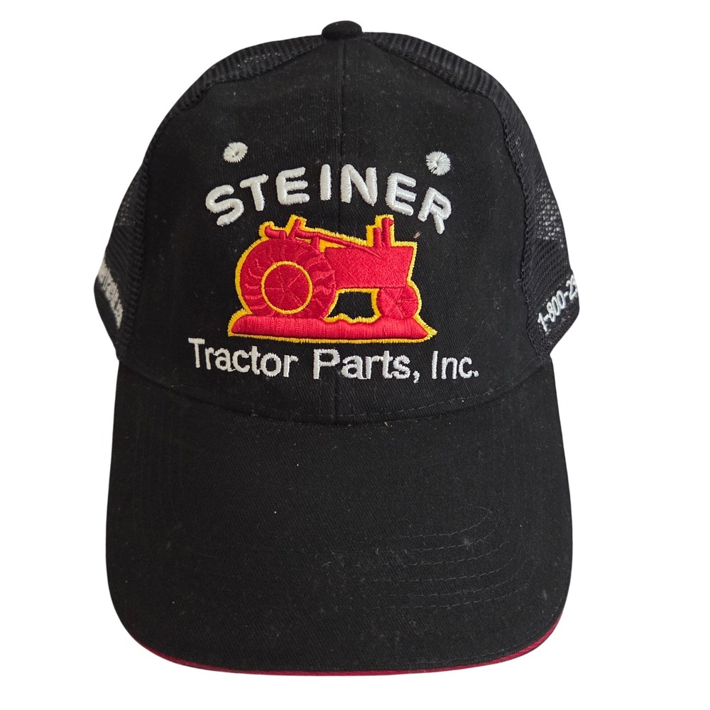 Steiner Tractor Parts Advertisement Trucker Hat Cap Black Mesh‎ Snapback OSFM